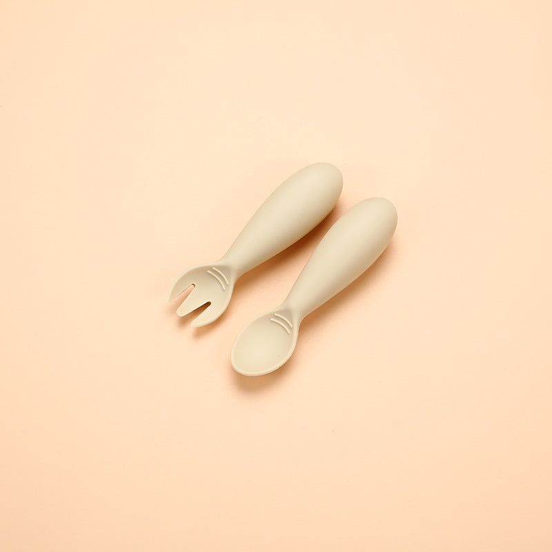 Cross-border Hot-selling Silicone Baby Soft Spoons, Food-grade Kids Fat-shaped Fork and Spoon for Complementary Feeding