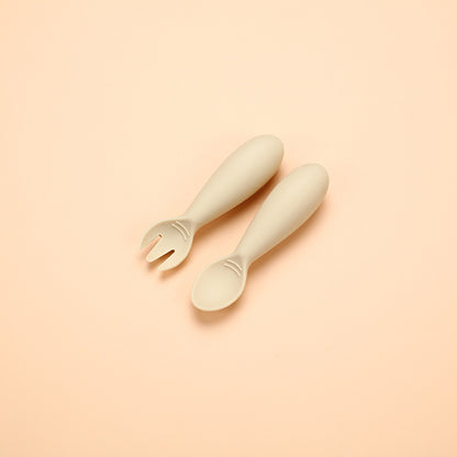 Cross-border Hot-selling Silicone Baby Soft Spoons, Food-grade Kids Fat-shaped Fork and Spoon for Complementary Feeding