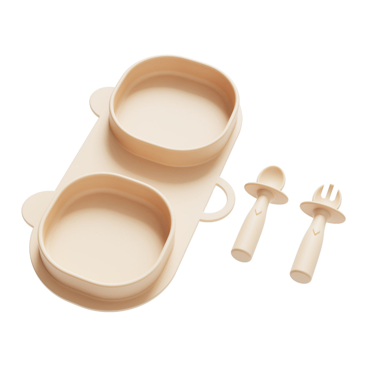 New Arrival Compartmentalized Children's Tableware Set, Baby Silicone Food Bowl, Portable Foldable Fork and Spoon, Animal Cartoon Plate