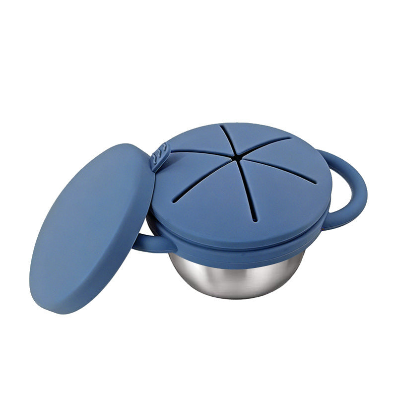 Food-grade Silicone Baby Food Bowl with Double Handles, Leak-proof, Special for Infants, Amazon Stainless Steel Children Feeding Tableware