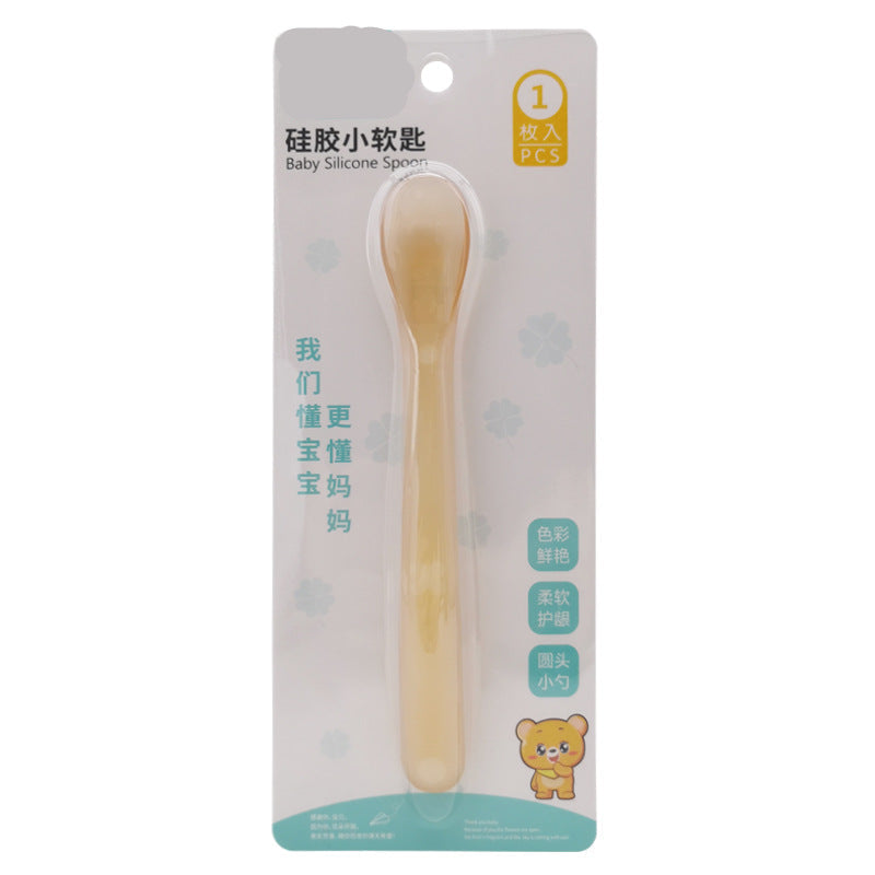 Xi'erbao Brand Infant Full Silicone Spoon, Soft Silicone Baby Feeding Spoon & Soup Spoon with Soft Tip, Model 9384