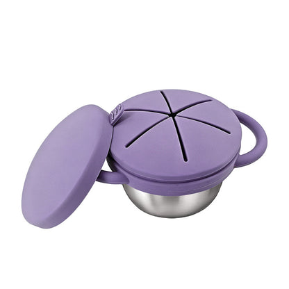 Food-grade Silicone Baby Food Bowl with Double Handles, Leak-proof, Special for Infants, Amazon Stainless Steel Children Feeding Tableware