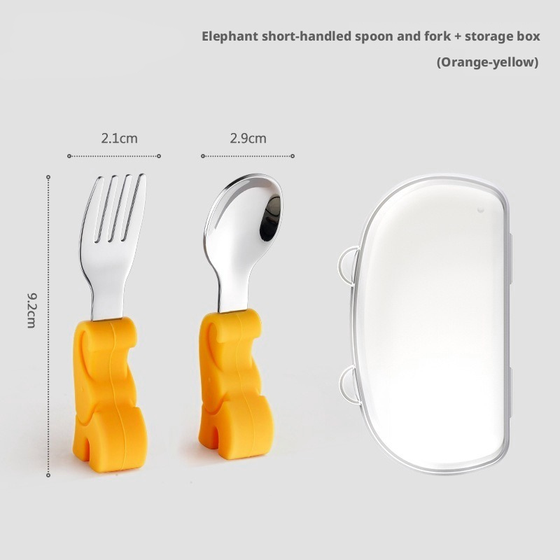 Short‑Handle 304 Stainless Steel Baby Spoon Fork Set, Boil‑Safe Toddler Utensils for Baby Food