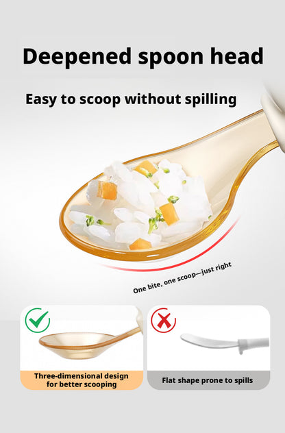 Food-grade tableware for one-year-old babies learning self-feeding, training forks and spoons for complementary food practice