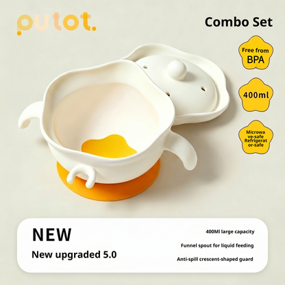 PUTOT Baby Food Bowl with Suction Cup, Special Beak-shaped Egg Drop Bowl for Infants, Self-feeding Plate for 1-year-old Children