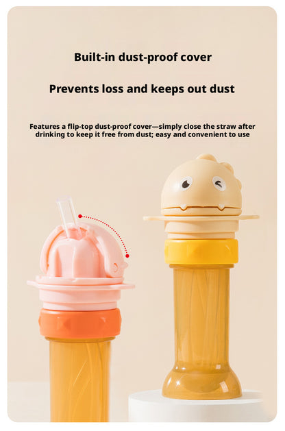 Cartoon Straw Sippy Cup for Babies, Tritan Material, Large Belly Water Cup for Kids, Children Water Bottle, Wholesale for Students