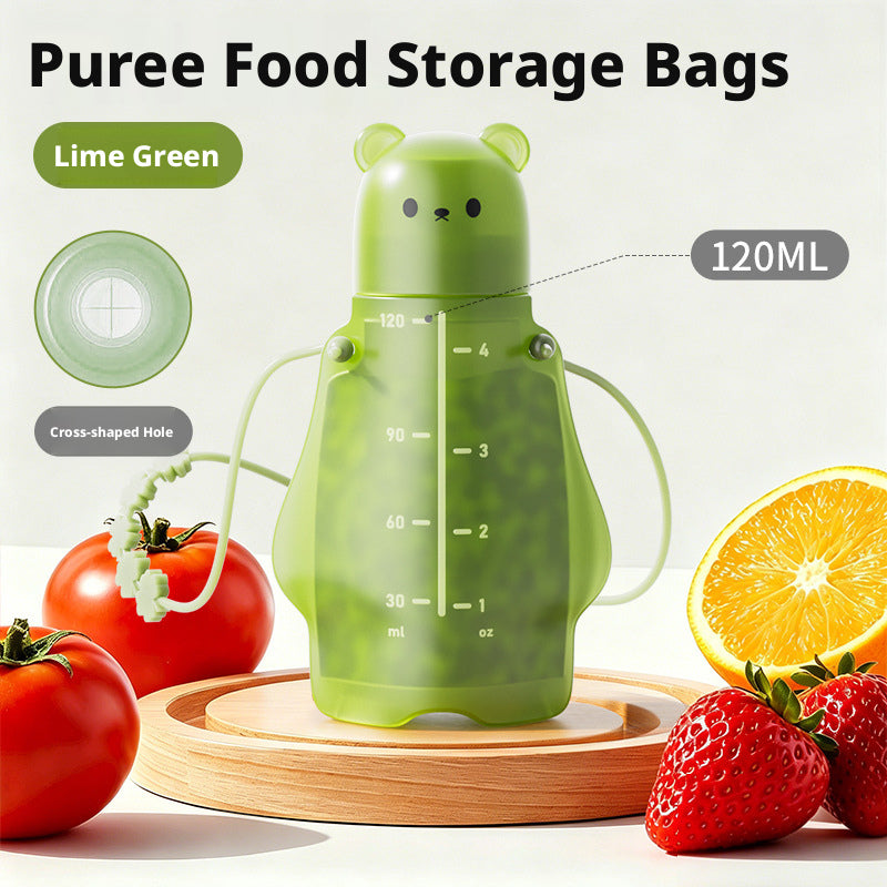 Food-grade silicone baby squeeze feeder for outdoor use, suitable for complementary food pouches, fruit puree bags and feeding porridge
