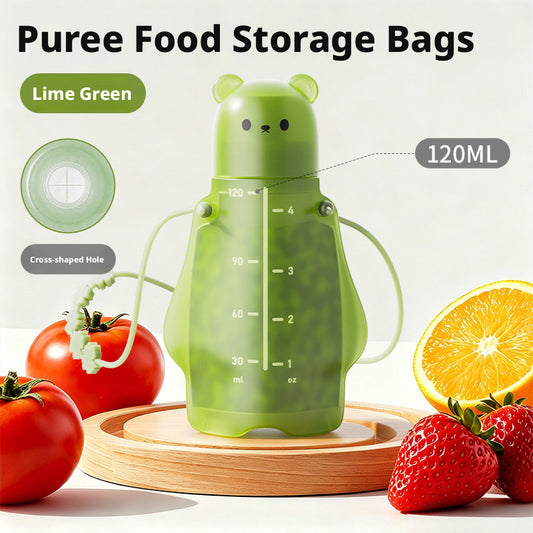 Food-grade silicone baby squeeze feeder for outdoor use, suitable for complementary food pouches, fruit puree bags and feeding porridge