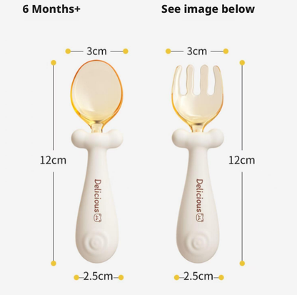 Silicone Baby Spoon for Self-Feeding Training, Newborn Infant Self-Eating Children Tableware Set, Food Supplement Spoon