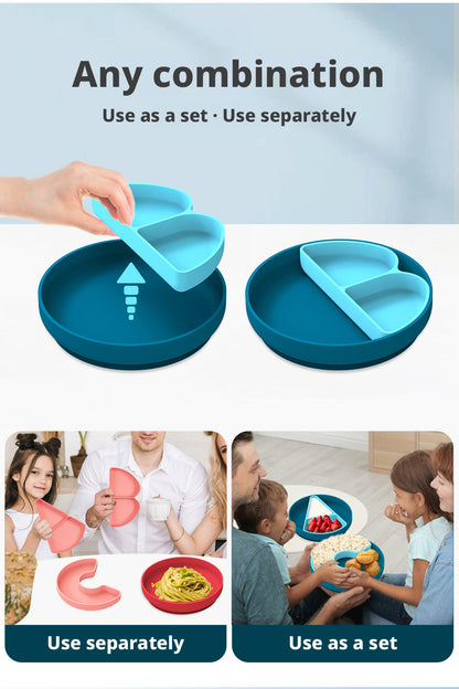 Custom Cross-border Creative Divided Suction Plate, Kids Plate, Baby Feeding Tableware, Complementary Food Bowl, Divided Dinner Plate