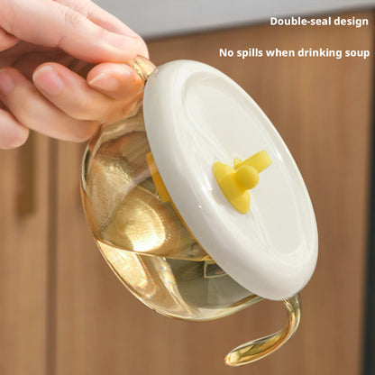 PPSU Baby Food Bowl with Straw for Soup, Double-handled Bowl for Infants and Toddlers to Eat Rice Cereal and Porridge
