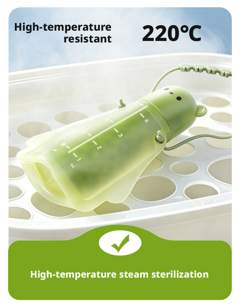 Food-grade silicone baby squeeze feeder for outdoor use, suitable for complementary food pouches, fruit puree bags and feeding porridge