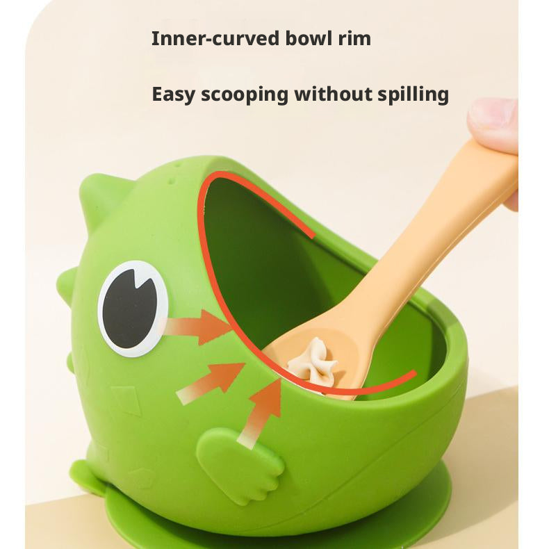 Food-Grade Dinosaur Silicone Bowl, Cartoon Baby Suction Feeding Bowl, Steamable & Boilable, Drop-Resistant Snack Bowl, Children Tableware