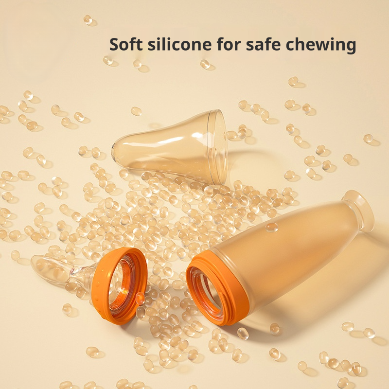 Wholesale Food-Grade Silicone Squeeze Baby Spoons for Infant Supplementary Food, Rice Cereal Feeding