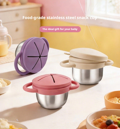 Food-grade Silicone Baby Food Bowl with Double Handles, Leak-proof, Special for Infants, Amazon Stainless Steel Children Feeding Tableware