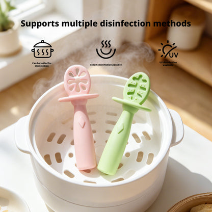 Silicone Baby Spoon, Self-feeding Spoon for Baby Liquid Food, Training Spoon, Maternity & Baby Product, Lick Spoon, Soft Supplementary Food Spoon, Integrated Design