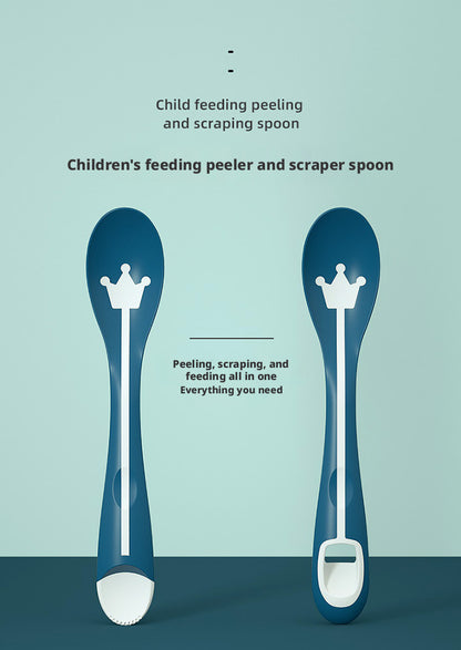 Baby Spoon, Kids Fruit Scraper Spoon, Toddler Food Supplement Spoon with Peeling Function, Feeding Tableware, Multi-functional Detachable & Washable Feeding Spoon
