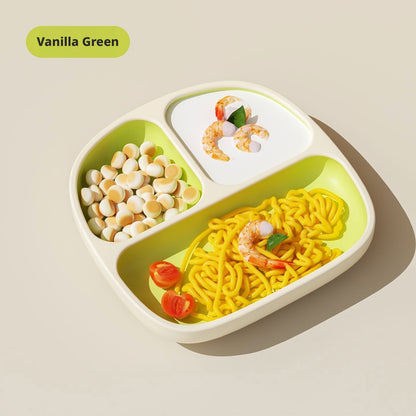 Factory wholesale liquid silicone suction divided plate, anti-spill baby food bowl, simple children tableware with suction and anti-drop design