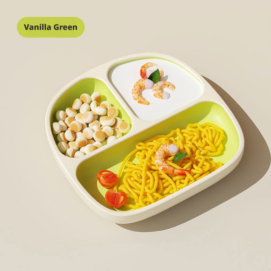 Factory wholesale liquid silicone suction divided plate, anti-spill baby food bowl, simple children tableware with suction and anti-drop design