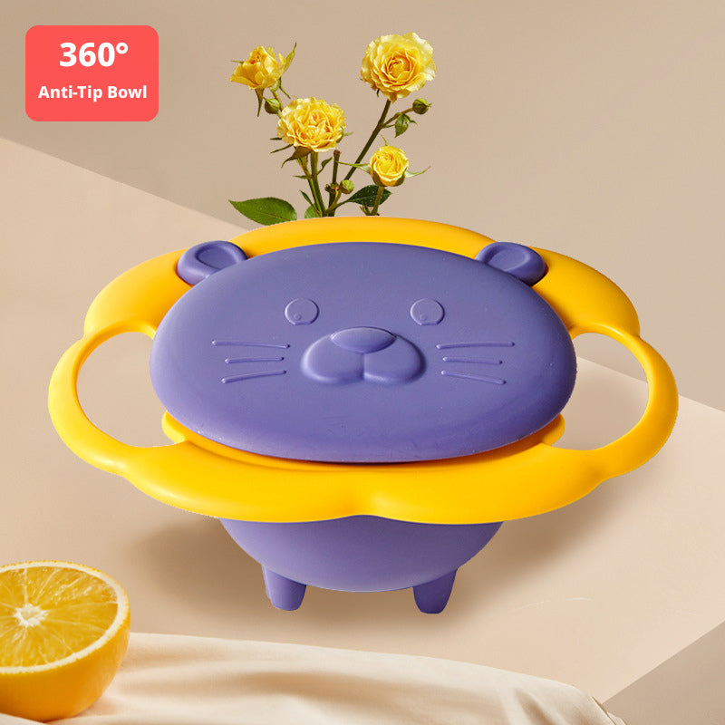 360° Rotatable Gyro Bowl, UFO-Shaped Baby Balance Bowl, Non-Tipping, Heat-Resistant & Drop-Proof Kids Feeding Bowl