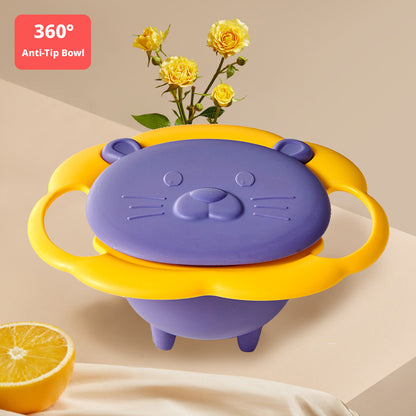 360° Rotatable Gyro Bowl, UFO-Shaped Baby Balance Bowl, Non-Tipping, Heat-Resistant & Drop-Proof Kids Feeding Bowl