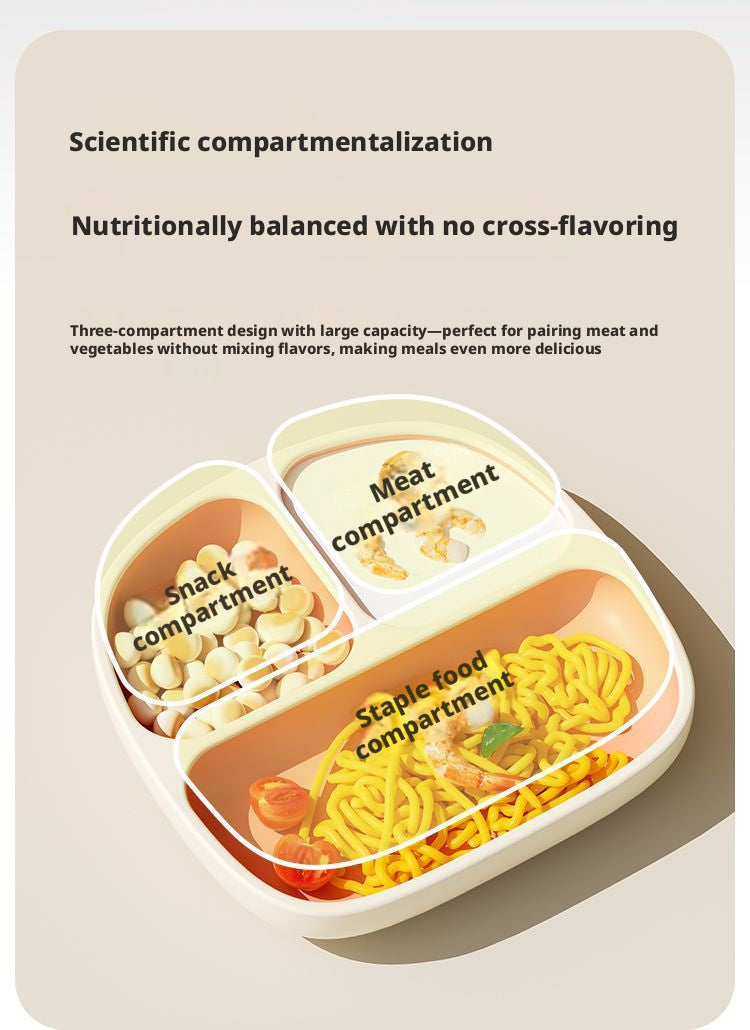 Factory wholesale liquid silicone suction divided plate, anti-spill baby food bowl, simple children tableware with suction and anti-drop design