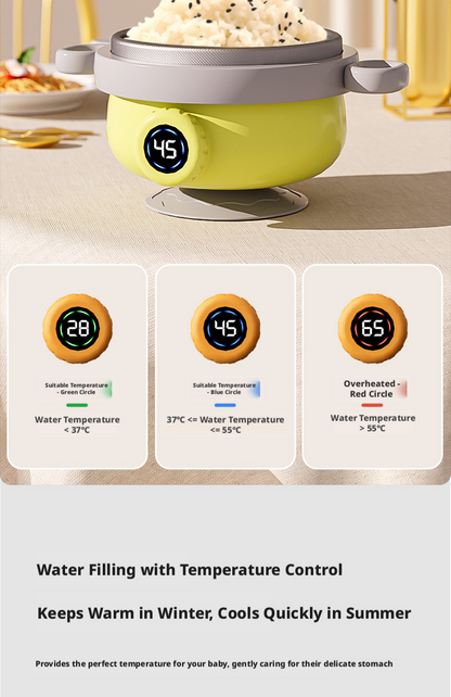 New Baby Food Bowl, Special Water-Filled Thermal Bowl for Infants, Constant Temperature, Household & Portable, with High-Definition Digital Display