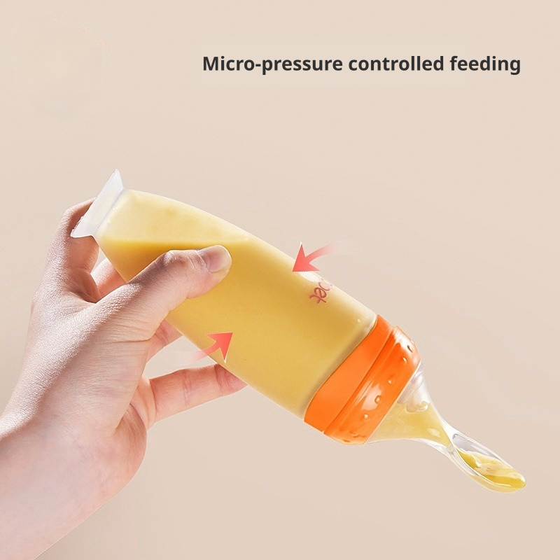 Wholesale Food-Grade Silicone Squeeze Baby Spoons for Infant Supplementary Food, Rice Cereal Feeding