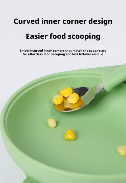 In Stock One-Piece Silicone Plate, Baby Anti-Drop Food Bowl, Food-Grade Silicone Tableware, Rabbit Divided Plate