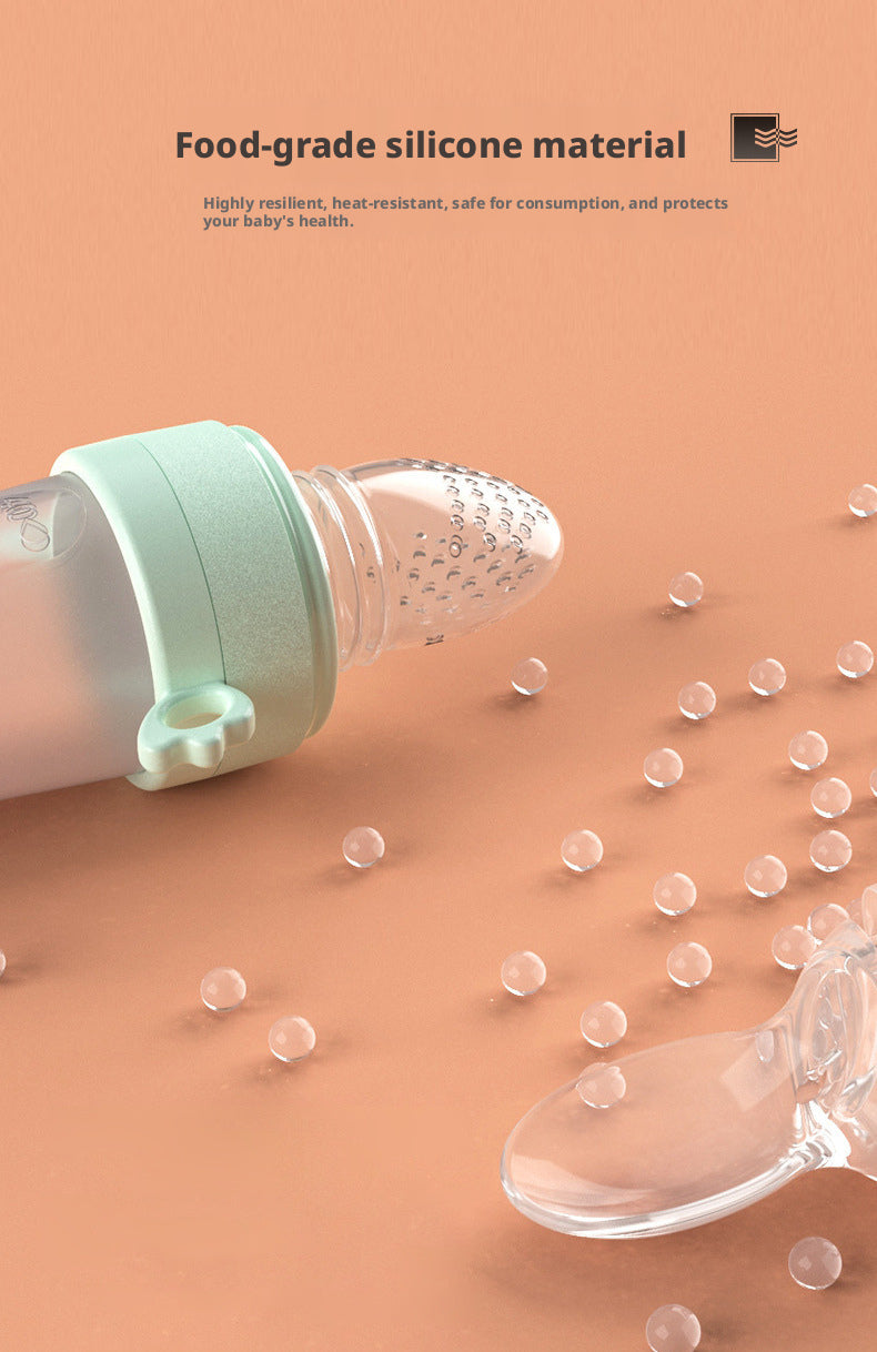 Dual-purpose Baby Multifunctional Rice Cereal Bottle & Food Feeder, Portable Fruit & Vegetable Feeding Bag, Rice Cereal Spoon for Complementary Food Feeding