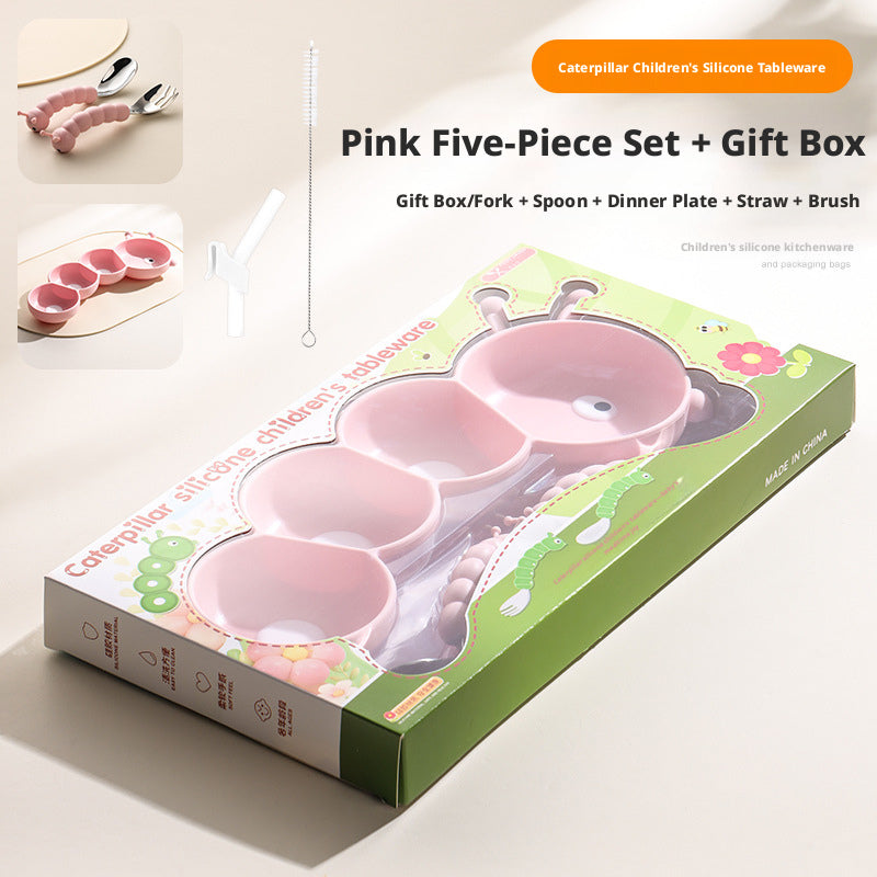 Food-grade Silicone Plate for Kids, Maternity & Baby Product, Caterpillar-shaped Divided Food Plate for Baby Complementary Feeding