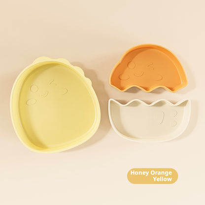 Cross-border Hot Sale Cute Dinosaur Divided Plate for Babies, Kids Dinner Plate Set, Food-Grade Silicone Plates for Infants and Toddlers