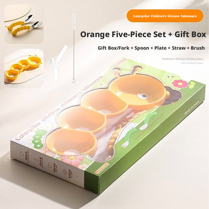 Food-grade Silicone Plate for Kids, Maternity & Baby Product, Caterpillar-shaped Divided Food Plate for Baby Complementary Feeding