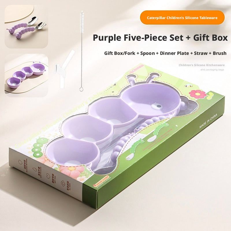 Food-grade Silicone Plate for Kids, Maternity & Baby Product, Caterpillar-shaped Divided Food Plate for Baby Complementary Feeding