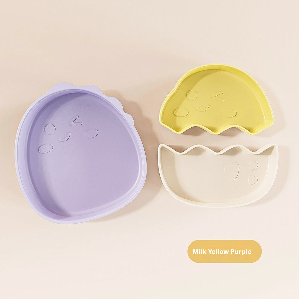 Cross-border Hot Sale Cute Dinosaur Divided Plate for Babies, Kids Dinner Plate Set, Food-Grade Silicone Plates for Infants and Toddlers