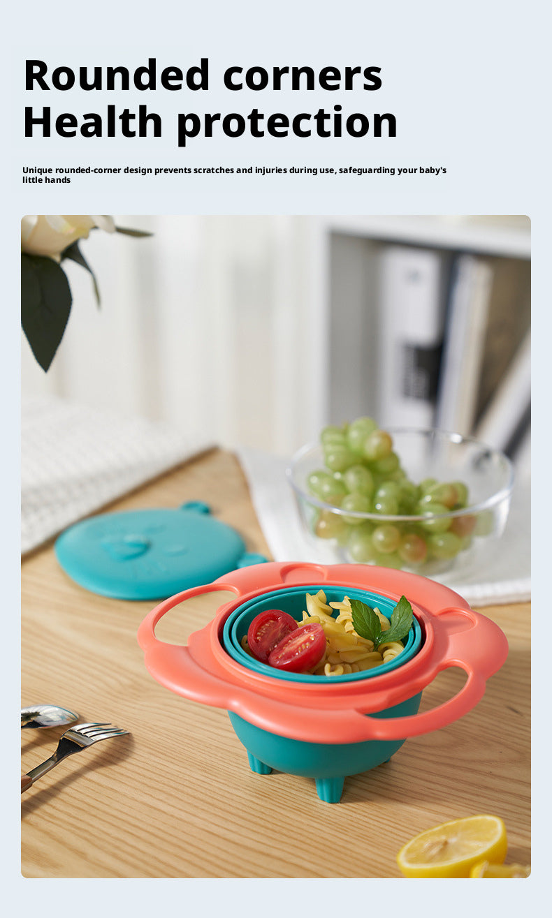 360° Rotatable Gyro Bowl, UFO-Shaped Baby Balance Bowl, Non-Tipping, Heat-Resistant & Drop-Proof Kids Feeding Bowl