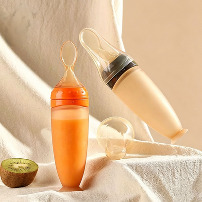 Wholesale Food-Grade Silicone Squeeze Baby Spoons for Infant Supplementary Food, Rice Cereal Feeding