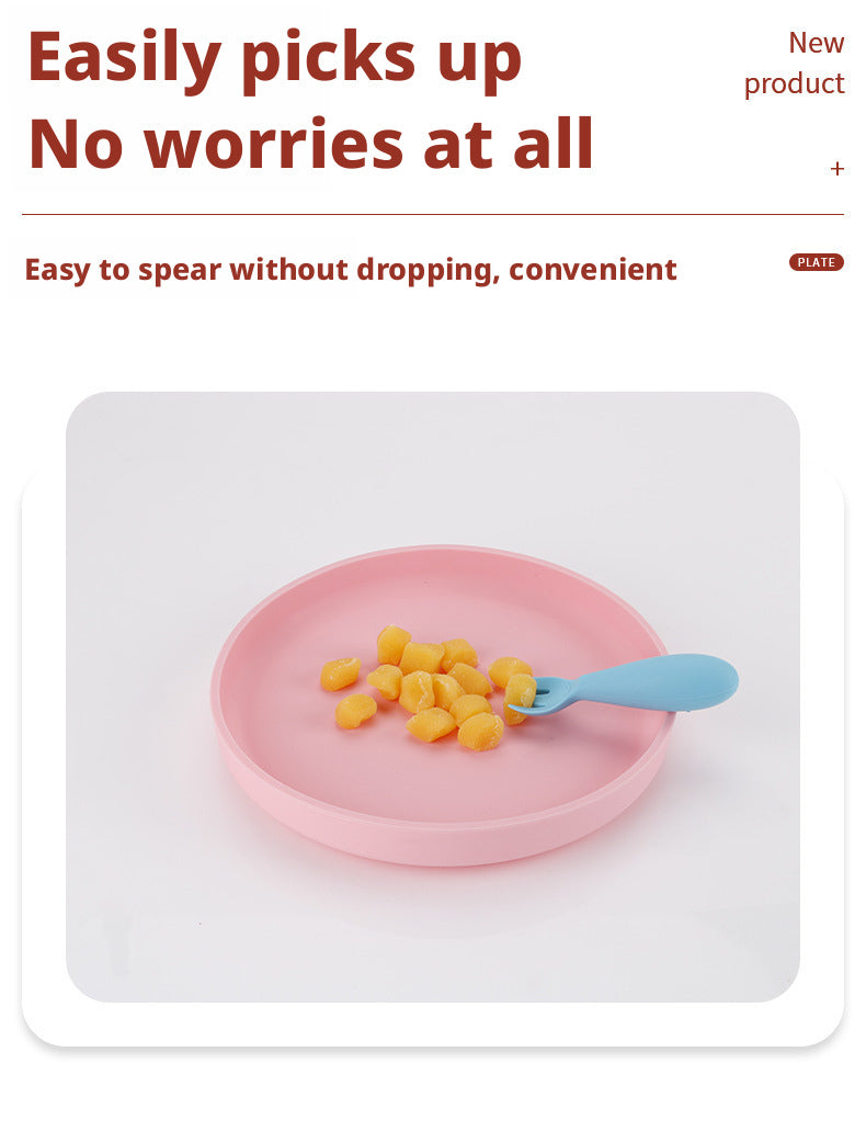 Cross-border Hot-selling Silicone Baby Soft Spoons, Food-grade Kids Fat-shaped Fork and Spoon for Complementary Feeding