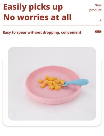 Cross-border Hot-selling Silicone Baby Soft Spoons, Food-grade Kids Fat-shaped Fork and Spoon for Complementary Feeding