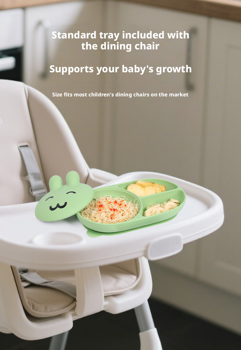 In Stock One-Piece Silicone Plate, Baby Anti-Drop Food Bowl, Food-Grade Silicone Tableware, Rabbit Divided Plate