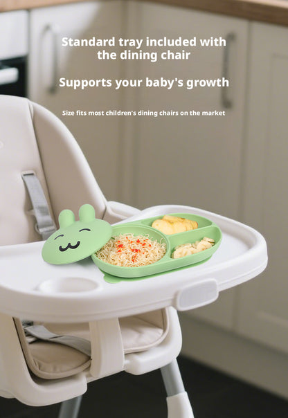 In Stock One-Piece Silicone Plate, Baby Anti-Drop Food Bowl, Food-Grade Silicone Tableware, Rabbit Divided Plate