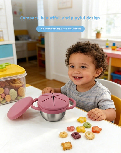Food-grade Silicone Baby Food Bowl with Double Handles, Leak-proof, Special for Infants, Amazon Stainless Steel Children Feeding Tableware