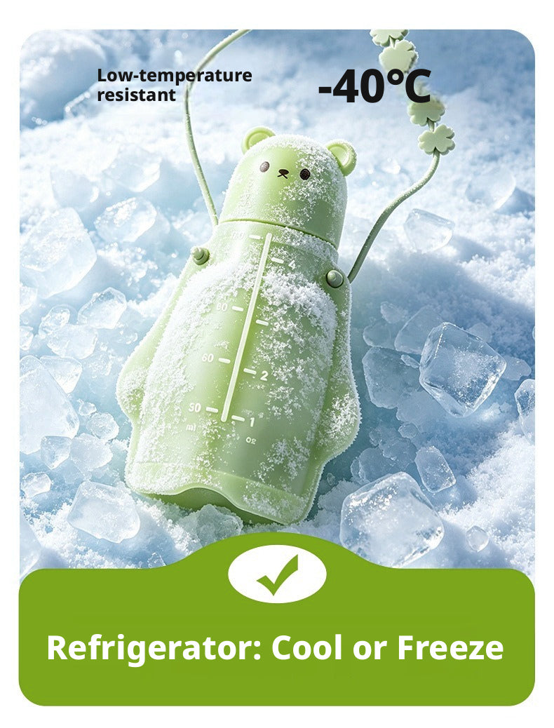 Food-grade silicone baby squeeze feeder for outdoor use, suitable for complementary food pouches, fruit puree bags and feeding porridge