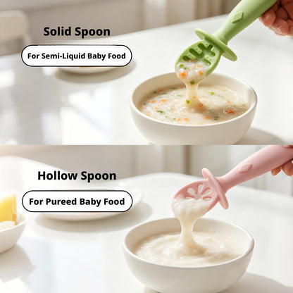 Silicone Baby Spoon, Self-feeding Spoon for Baby Liquid Food, Training Spoon, Maternity & Baby Product, Lick Spoon, Soft Supplementary Food Spoon, Integrated Design
