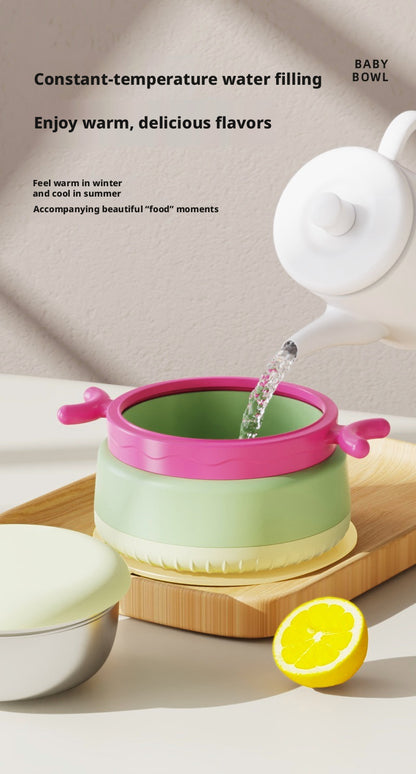 Household Stainless Steel Baby Thermal Food Bowl, Drop-Proof & Heat-Resistant Special Dining Bowl for Kids, Wholesale as Gifts