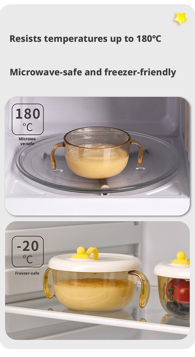 PPSU Baby Food Bowl with Straw for Soup, Double-handled Bowl for Infants and Toddlers to Eat Rice Cereal and Porridge