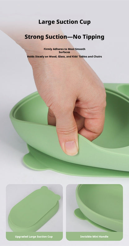 In Stock One-Piece Silicone Plate, Baby Anti-Drop Food Bowl, Food-Grade Silicone Tableware, Rabbit Divided Plate