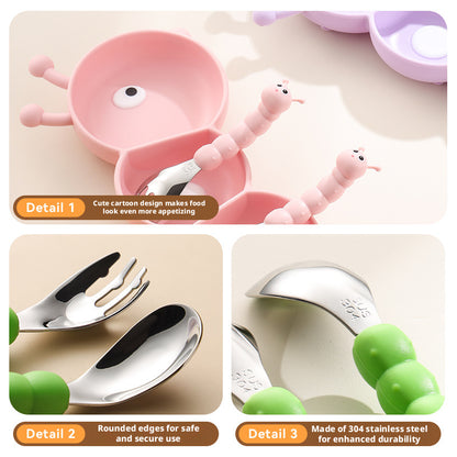 Food-grade Silicone Plate for Kids, Maternity & Baby Product, Caterpillar-shaped Divided Food Plate for Baby Complementary Feeding