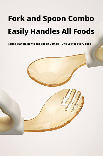 Food-grade tableware for one-year-old babies learning self-feeding, training forks and spoons for complementary food practice