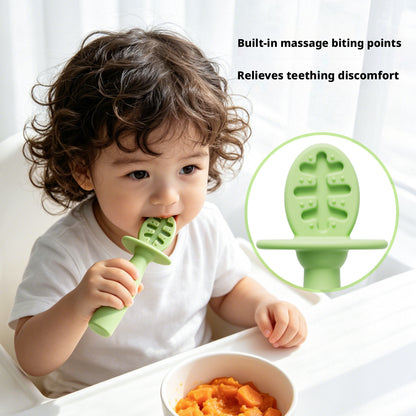 Silicone Baby Spoon, Self-feeding Spoon for Baby Liquid Food, Training Spoon, Maternity & Baby Product, Lick Spoon, Soft Supplementary Food Spoon, Integrated Design